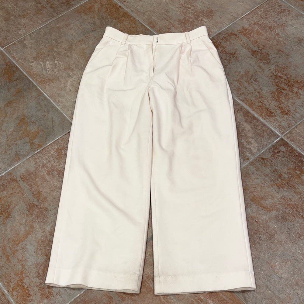 Abercrombie & Fitch Cream Wide-Leg Trousers